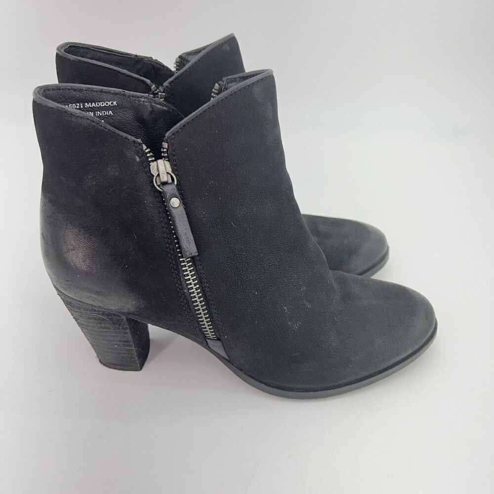 Mia Maddock Black Leather Heeled Boots Size 7